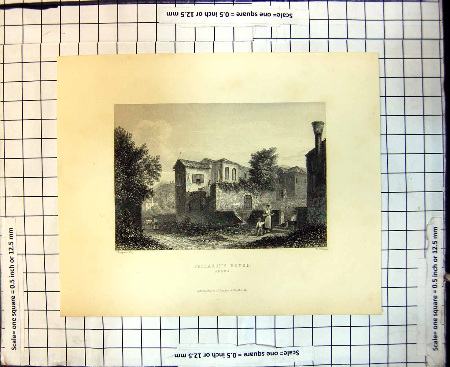 Original Old Antique Print Petrarchs House Arqua Hoppner E Finden