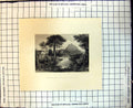 Original Old Antique Print View Campagna Near Rome Bridge Trees Mountain