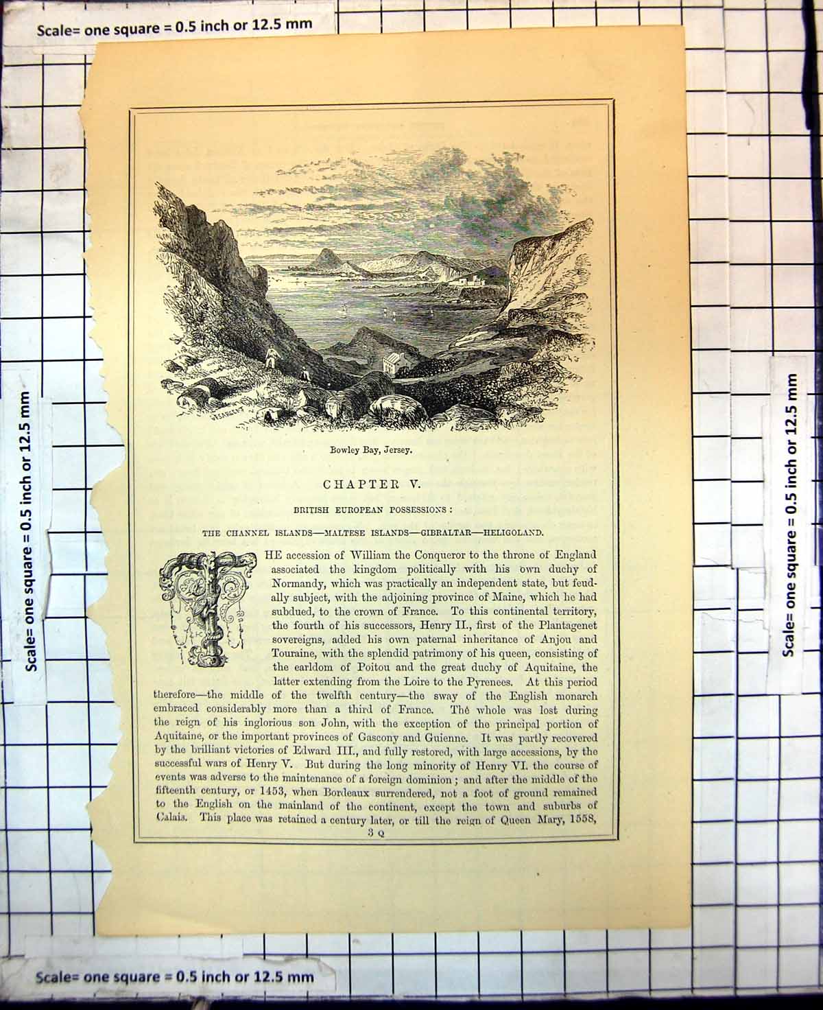 Old Print British European Possessions Channel Islands Bowley Bay Jersey
