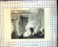 Original Old Antique Print Crater Vesuvius Italy Lava Steam Rocks Dust
