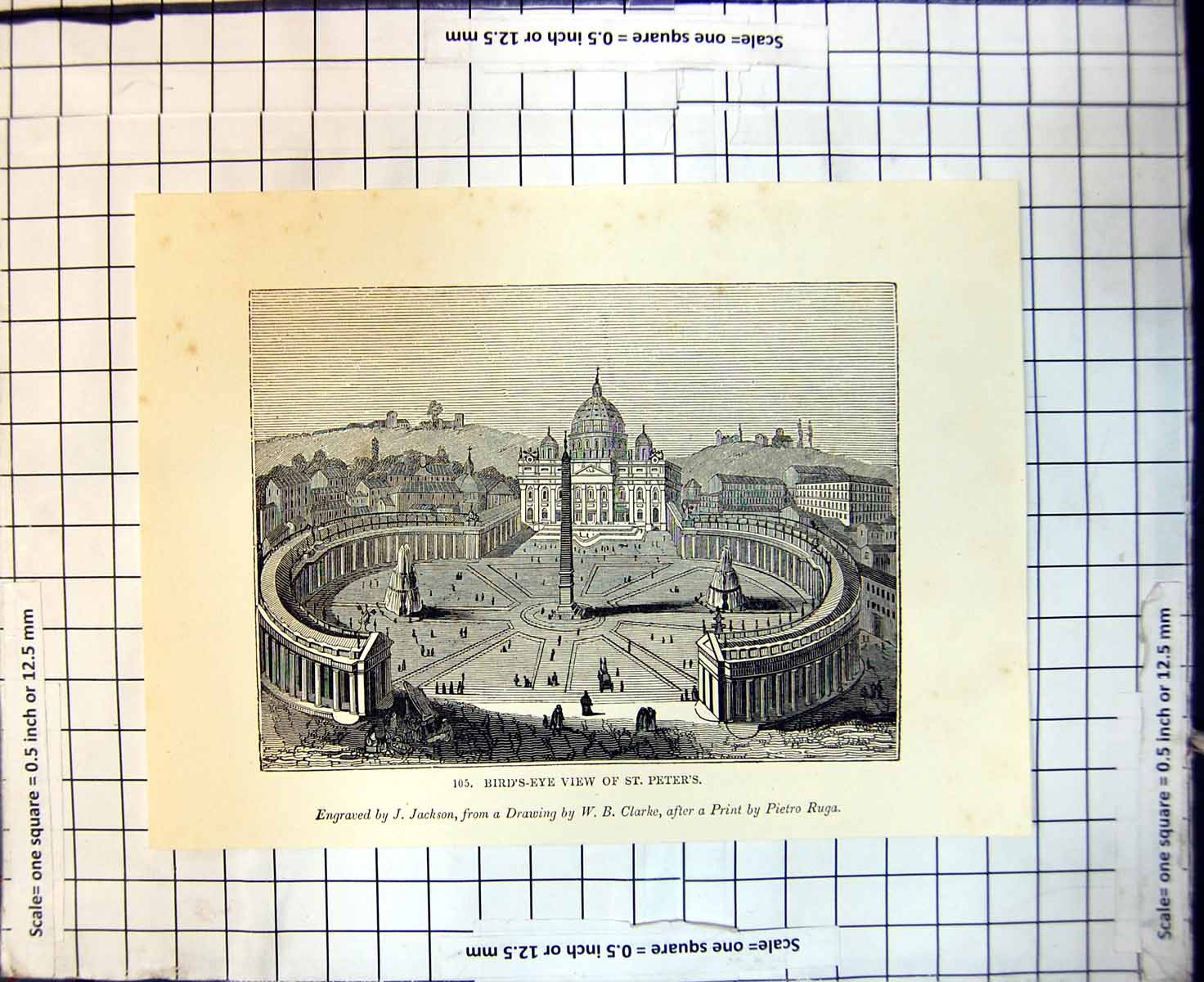 Old Birds Eye View St Peters Engraved J Jackson W Clarke Pietro Ruga