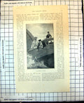 Original Old Antique Print Schnapper Fishing Pulling Fish Onto Boat 1899 19th