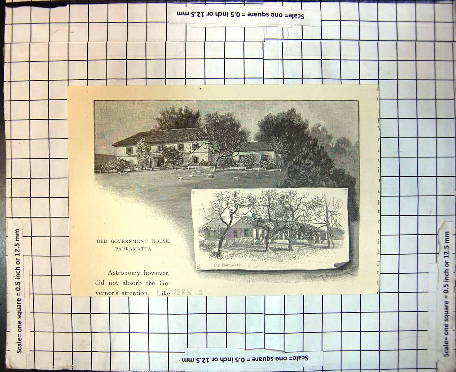 Original Old Antique Print Parliament House Parramatta Sydney Australia 1886