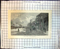 Original Old Antique Print High Street West Maitland New South Wales 1886 19th