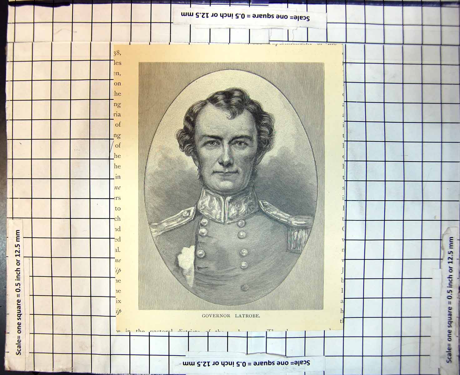Original Old Antique Print Governor Latrobe Uniform Victoria Australia 1886