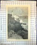 Old Antique Print Cape Nelson Rocks Lighthouse Victoria Australia 1886 19th
