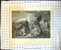 Original Old Antique Print Death General Wolfe Surrounded Siers Flag