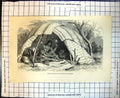Original Old Antique Print Indian Medicine Man Preparing His Charms Tent