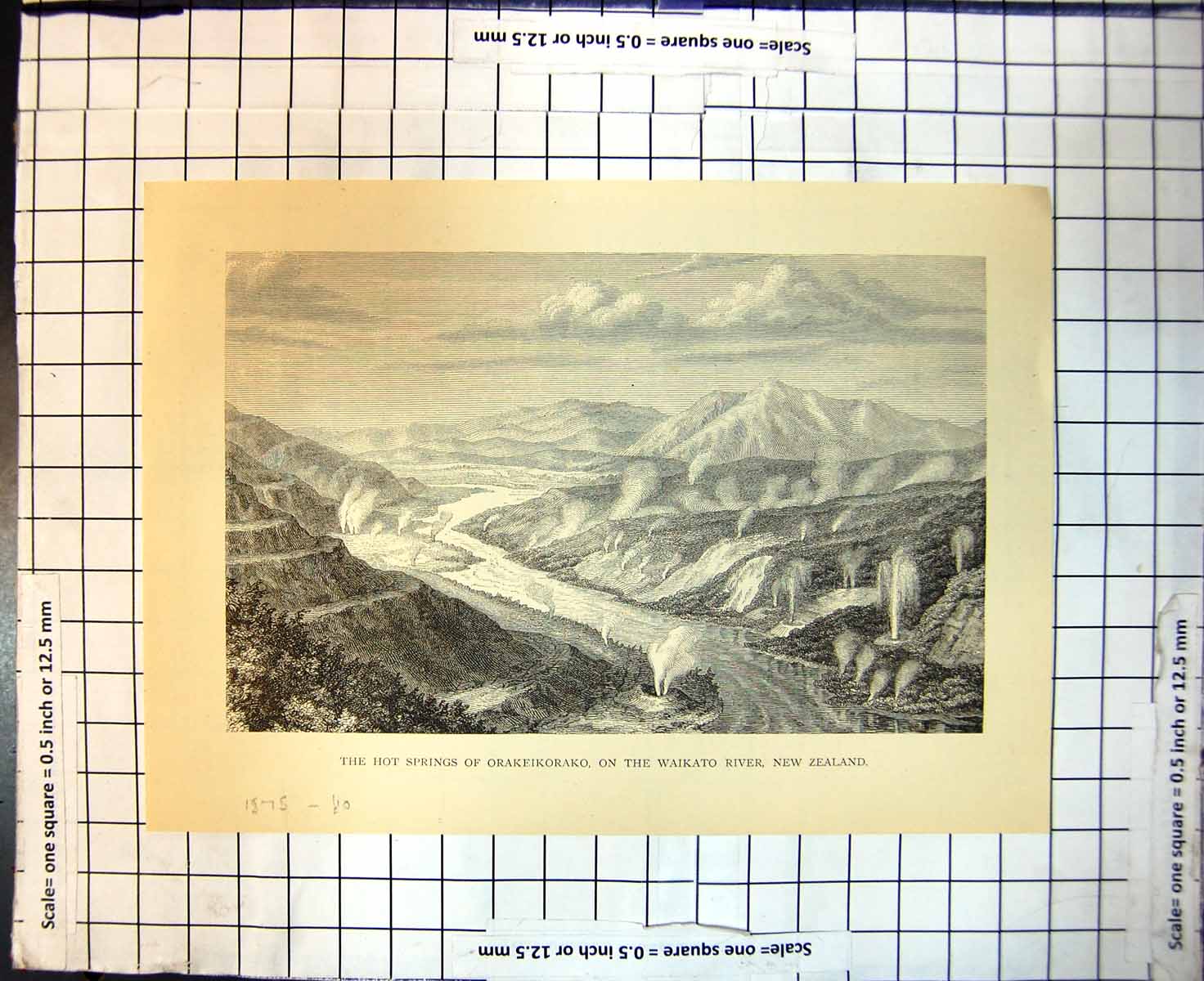 Antique Old Print Hot Springs Orakeikorako On Waikato River New Zealand 1876