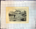 Original Old Antique Print Leone Bay Tutuila Samoan Islands Sailing Ship
