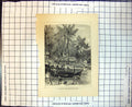 Original Old Antique Print Building The Missionary Ship