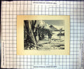 Original Old Antique Print Arrival Missionary Canoe