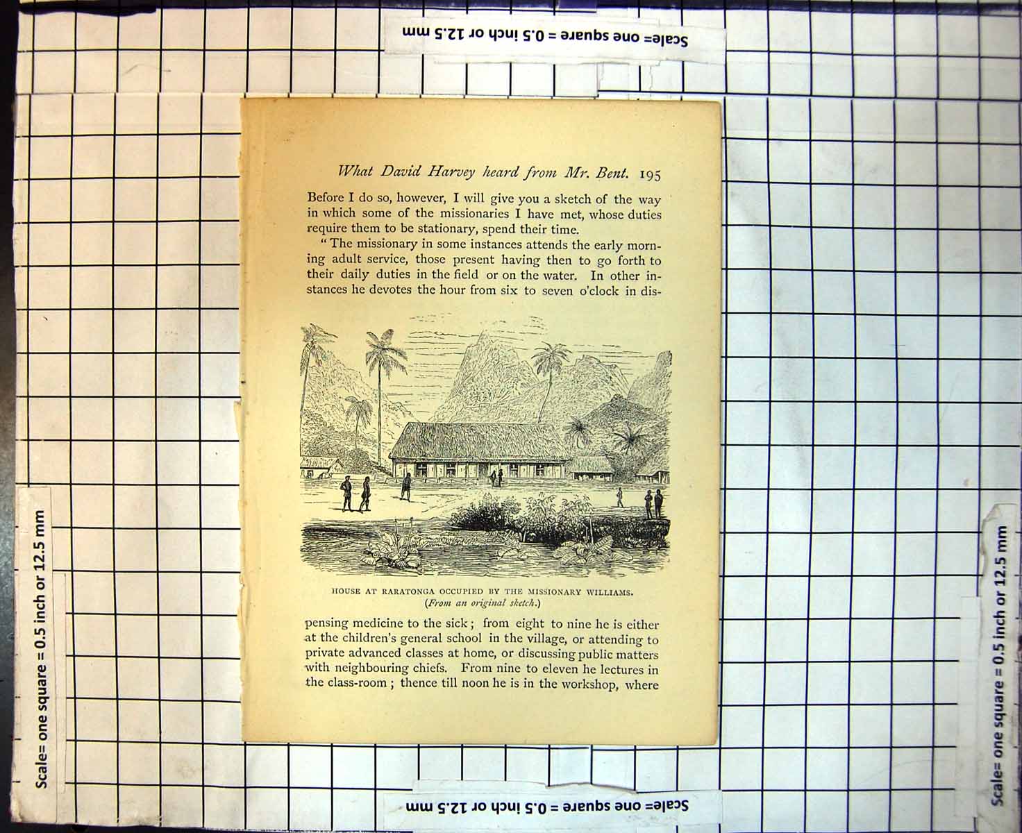 Original Old Antique Print House Raratonga Occupied By Missionary Williams