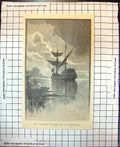 Original Old Antique Print Duyfhen Ship Gulf Carpentaria Fred Schell 1886 19th