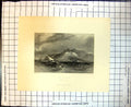 Antique Old Print Cape Leucadia Ships Stormy Seas Copley Fielding E Finden