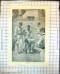 Old Antique Print Cricket Match Man To Run Lucien Davis Umpire Players