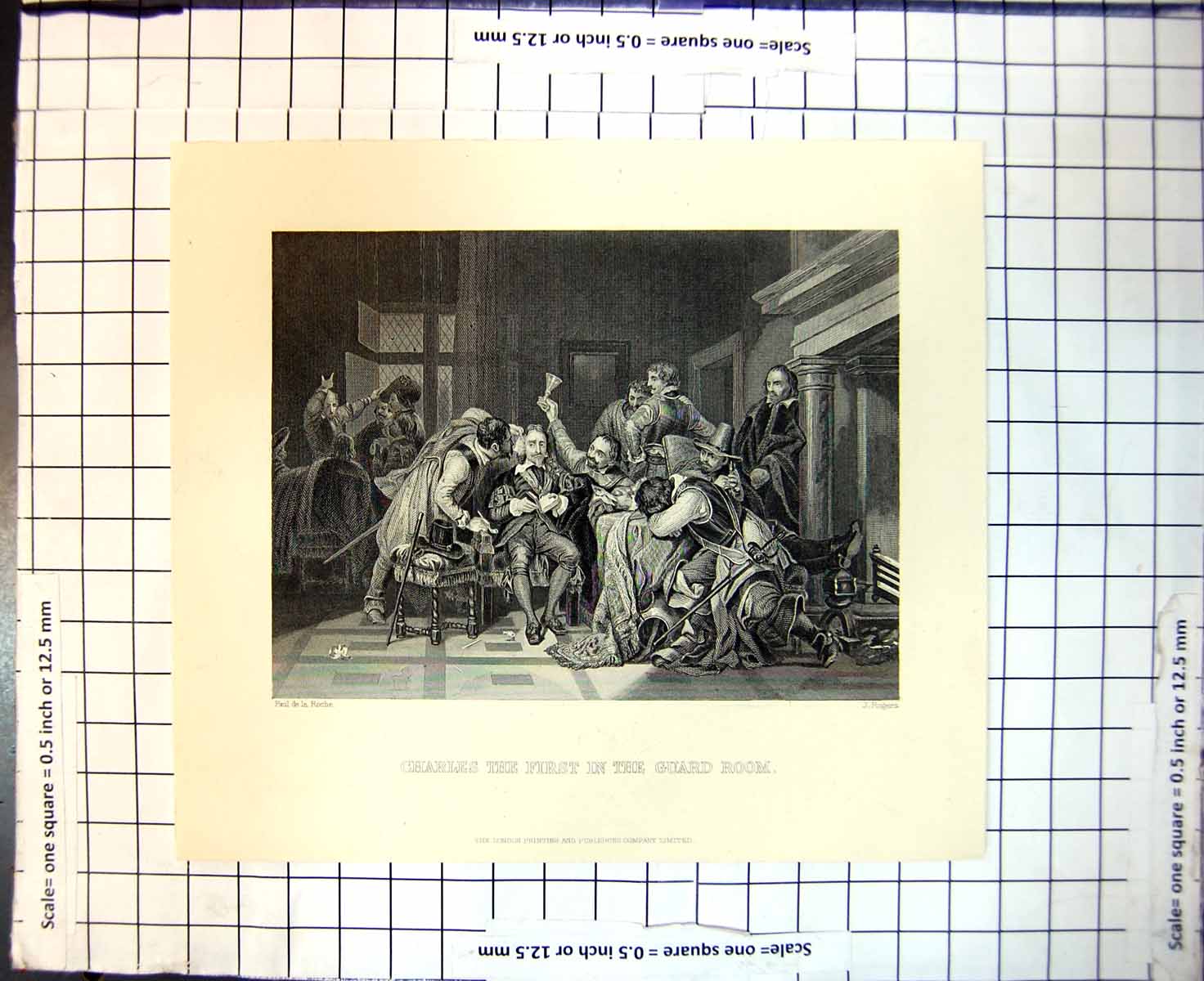Old Antique Print Charles First In Guard Room Paul De La Roche J Rogers
