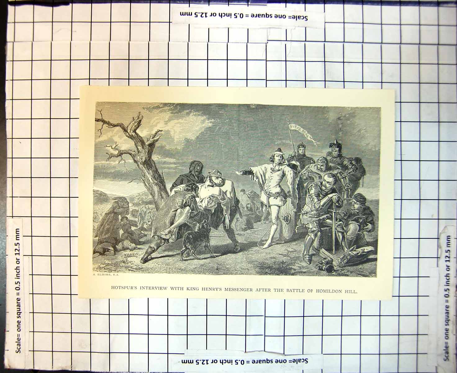 Old Print Hotspurs Interview King Henrys Messenger Battle Homilton Hill C 1888