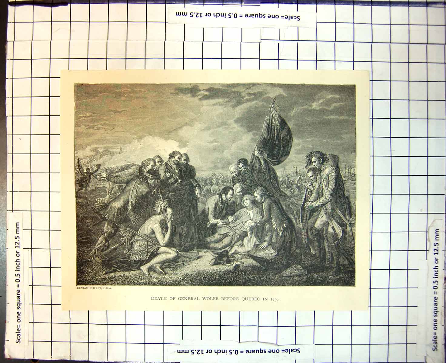 Antique Print Death General Wolfe Before Quebec 1759 Benjamin West C 1888