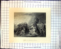 Original Old Antique Print Death General Wolfe Battle Helped Comrades C 1878