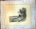 Original Old Antique Print The Forth One Largest Rivers Scotland Man Boat