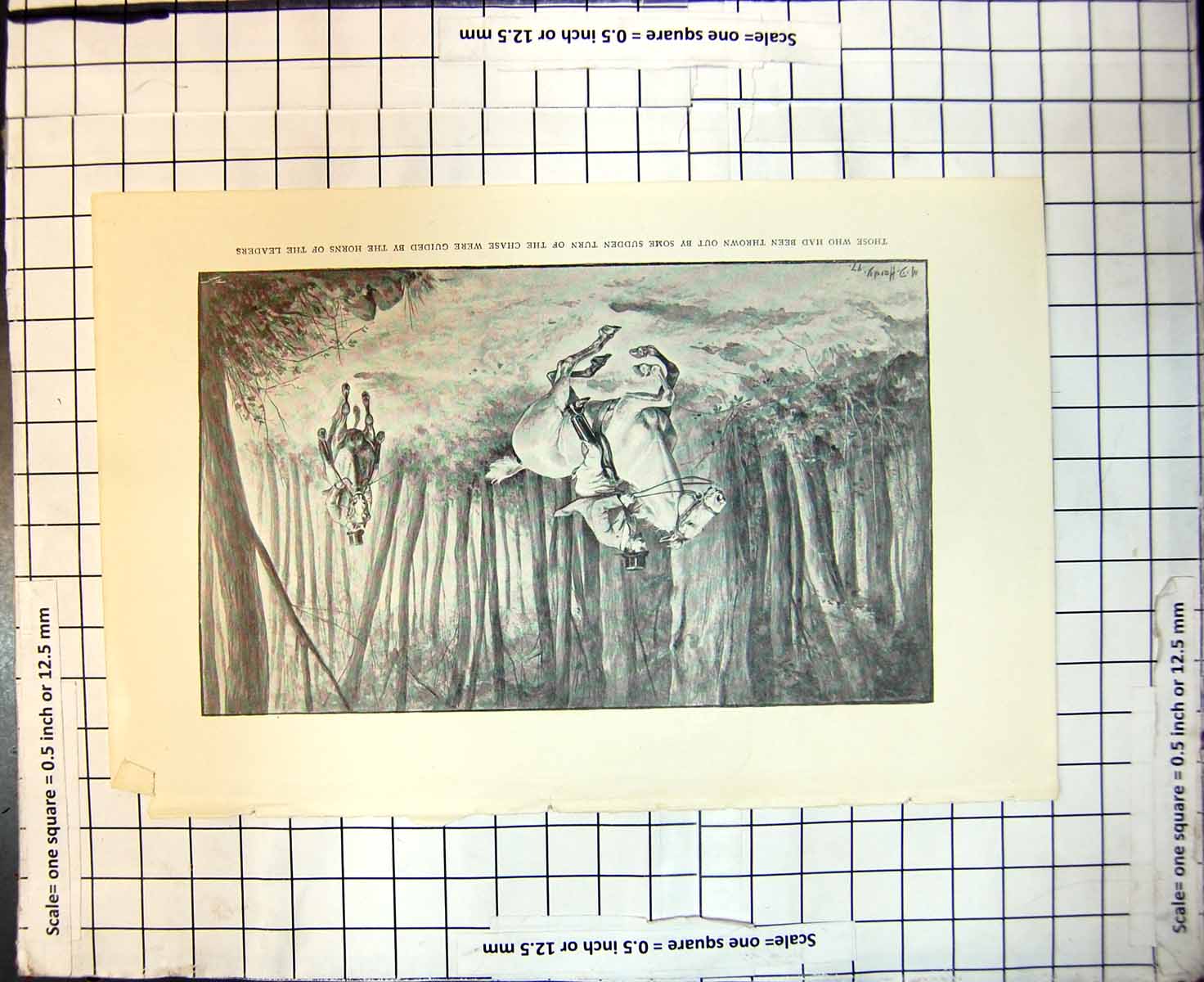 Antique Print Those Thrown Out Sudden Turn Chase Guided Horns Leaders Hunt