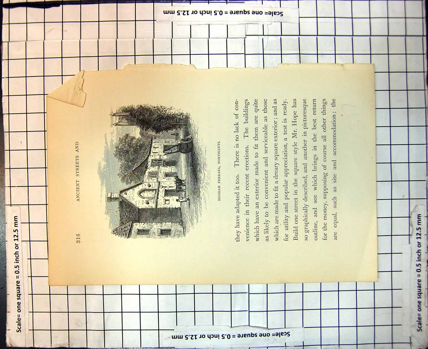 Old Antique Print Ancient Streets Higham Ferrars Northants Cattle Cart