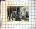 Original Old Antique Print Siege Lathon House Siers Canon Rifles Swords