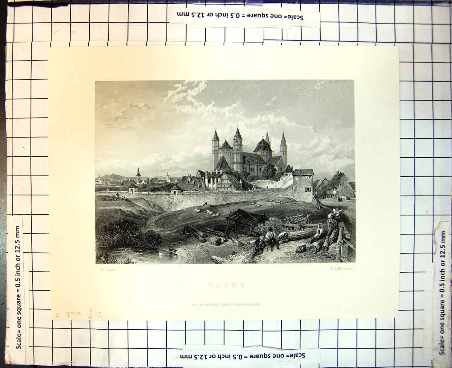 Old Worms Castle Germany Upper Rhine Walls Cutting Logs Sheep C 1870Victorian