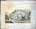 Original Old Antique Print Castle Ortestein Valley Rhine Edge Cliff Mountains