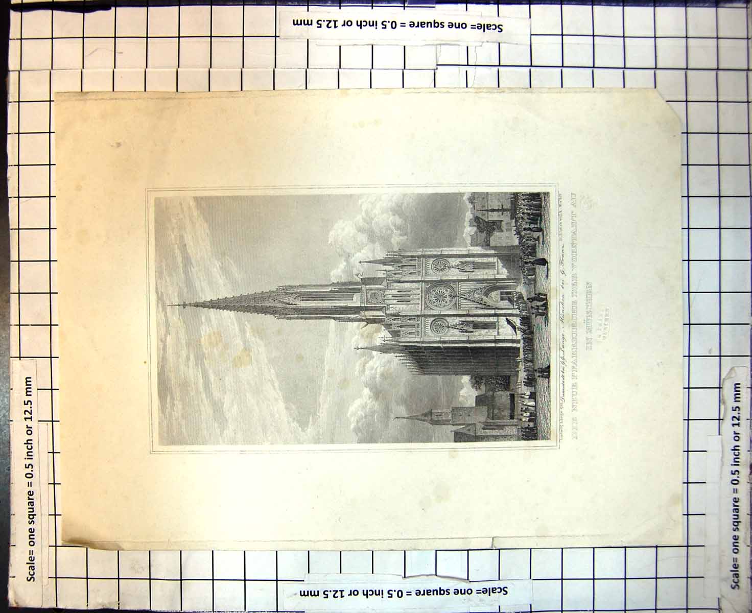 Original Old Antique Print Die Neue Pfarrkirche Der Vorstadt Au In Munchen