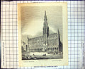 Original Old Antique Print Hotel De Ville Brussels