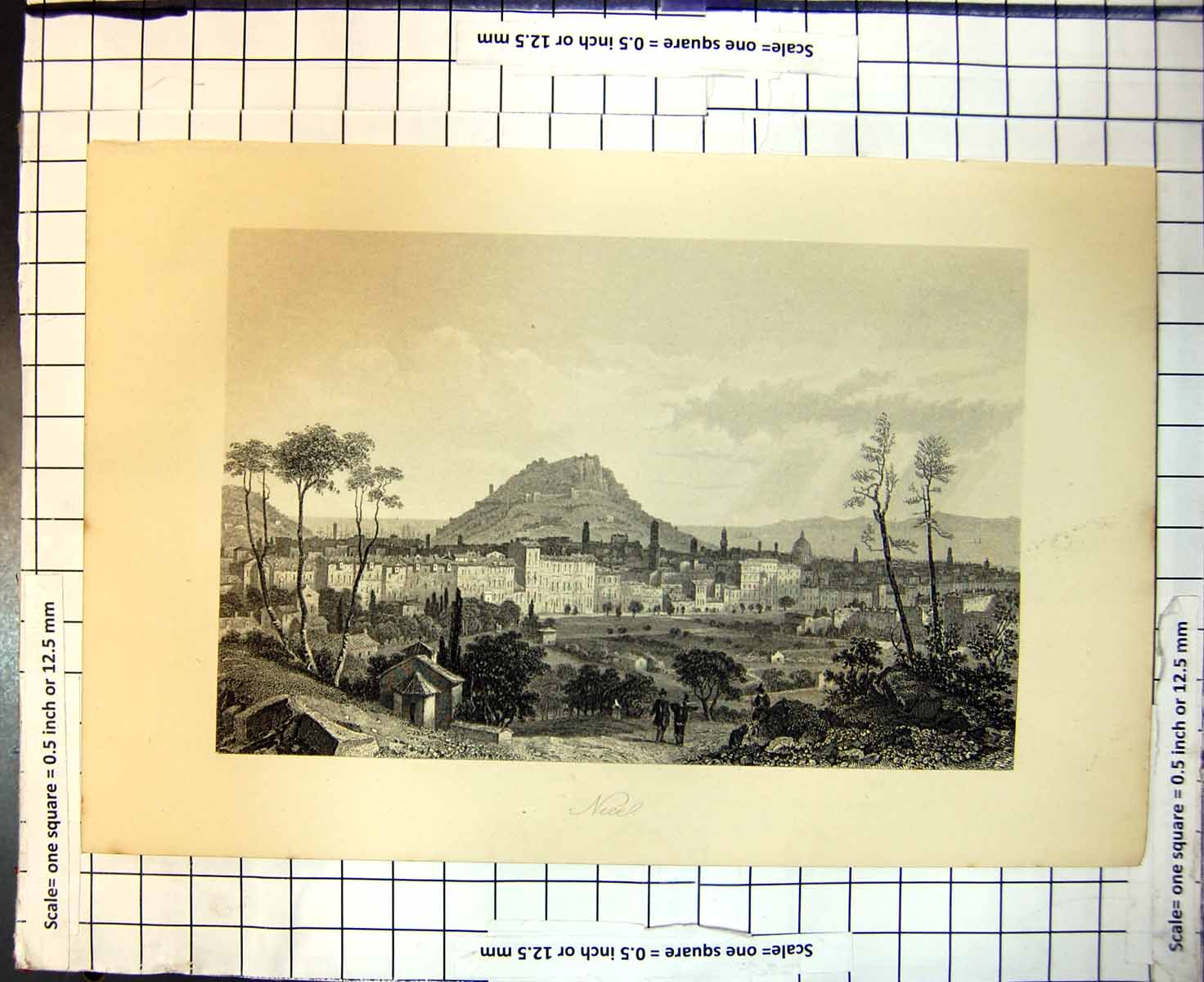 Original Old Antique Print Nice France View City Countryside C 1865Victorian
