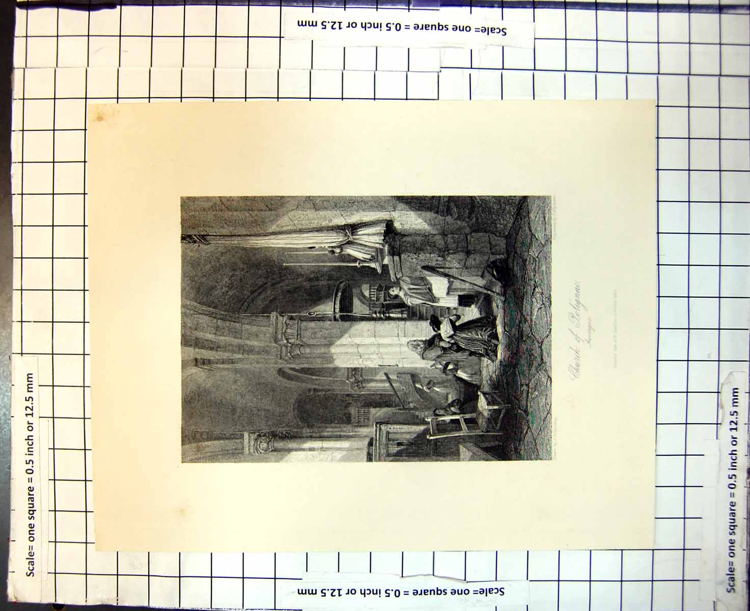 Original Old Antique Print Church Polignac Auvergne J Harding T Higham