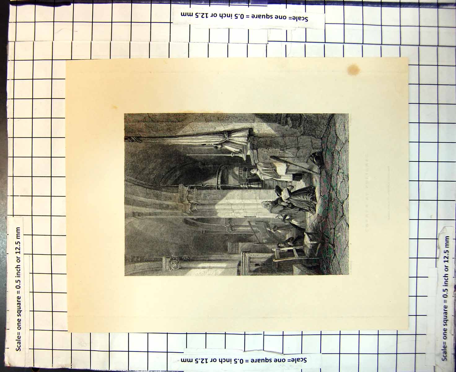 Original Old Antique Print Polignac Church Auvergne France