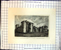 Original Old Antique Print Castle Rouen France Drawing Edmund Turner