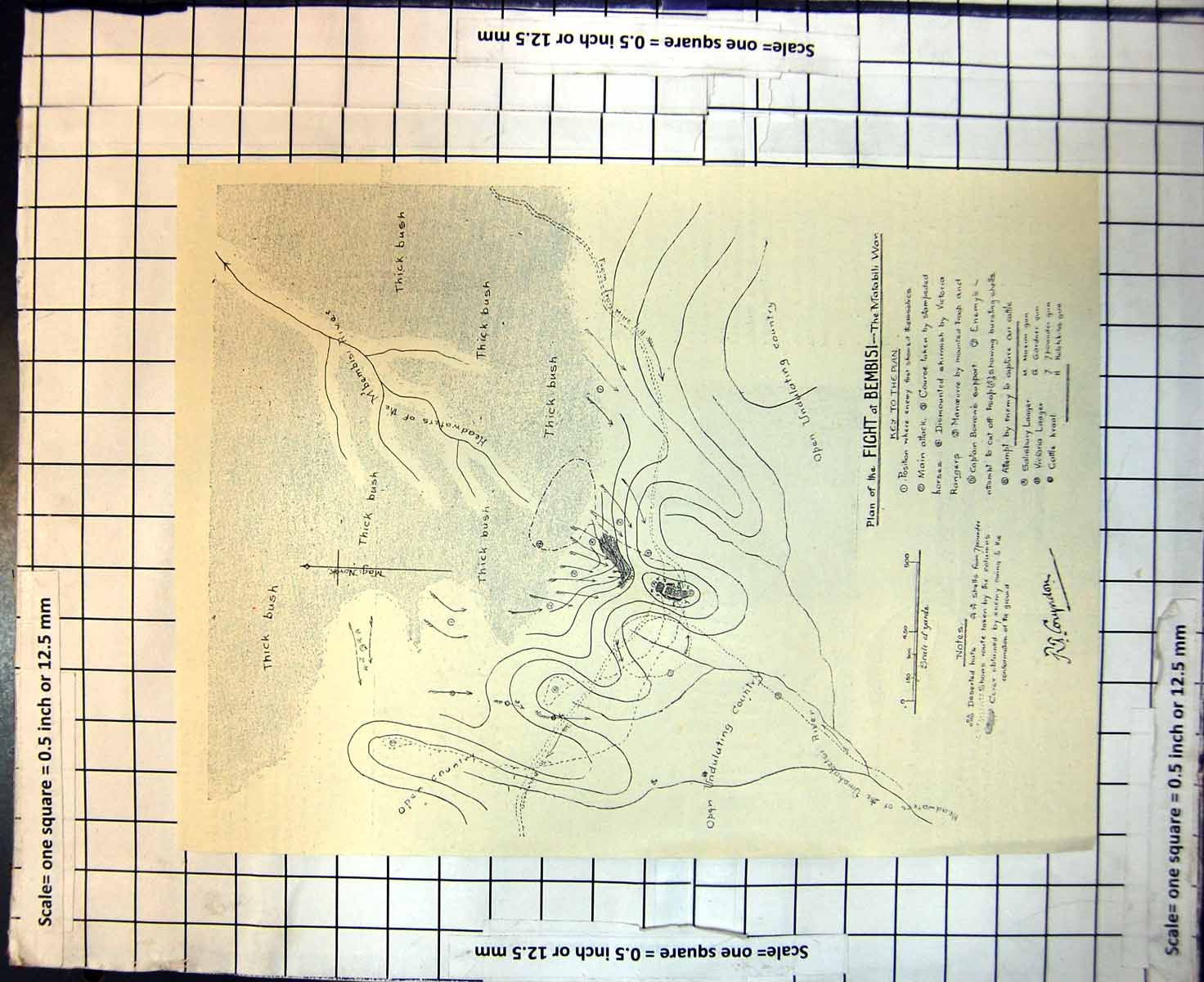 Print Plan Fight Bembisi Matabili War Skirmish Victoria Rangers Capt Borrows