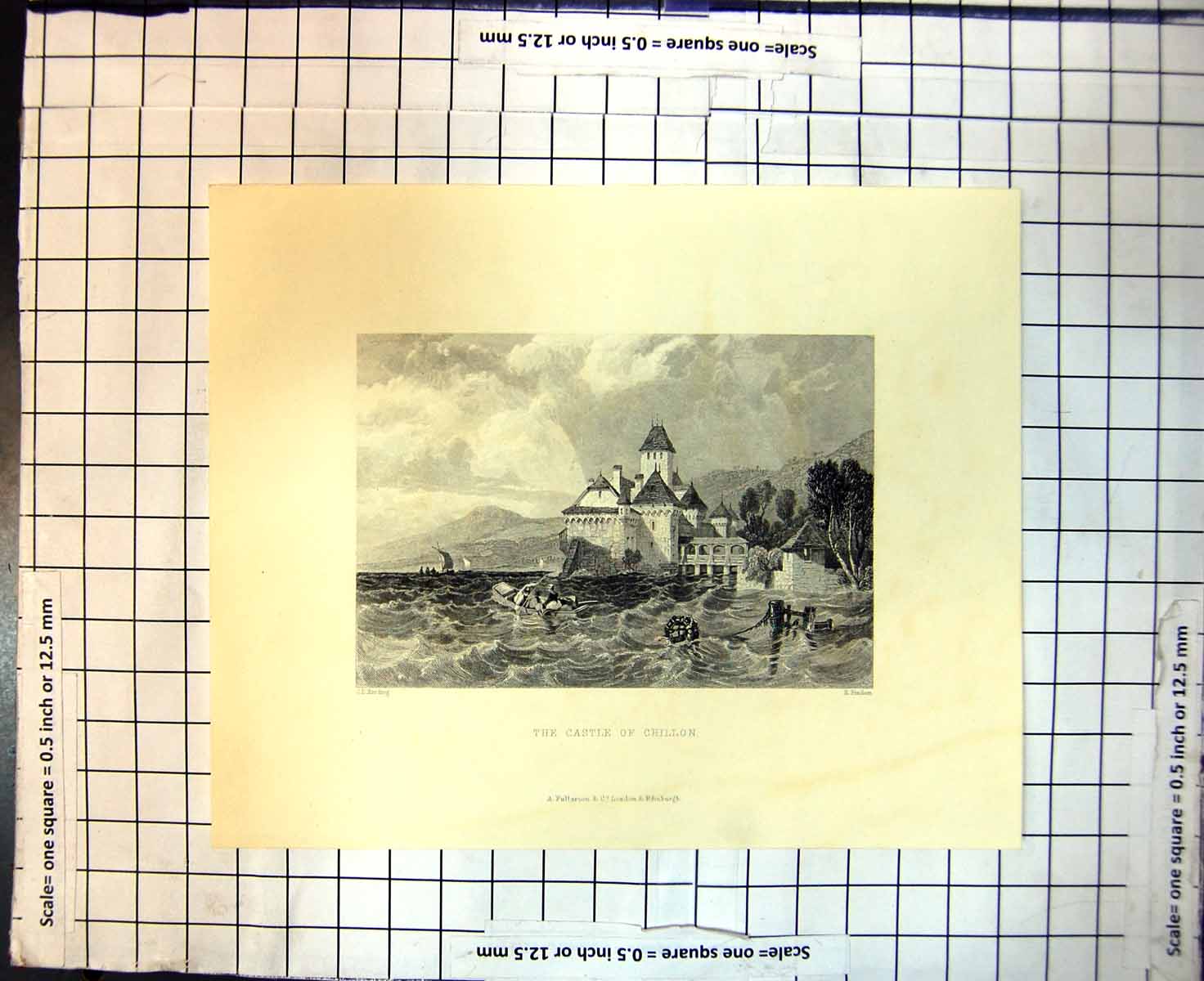 Antique Print Castle Chillon Island Lake Geneva Canton Vaud Harding Finden