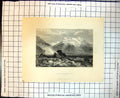 Old Antique Print Grindelwald Switzerland Herding Cows Valley Mountains