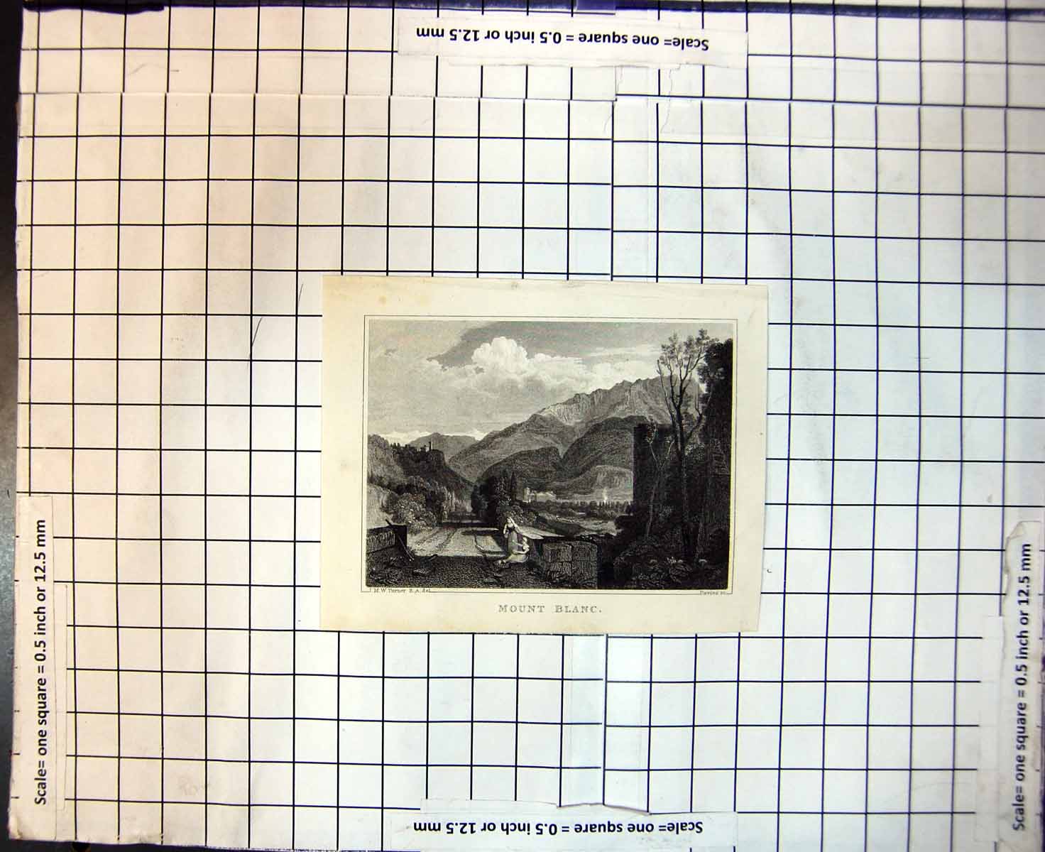 Original Old Antique Print Mount Blanc Switzerland High Mountain Alps