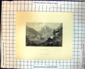 Original Old Antique Print Simplon Buildings Switzerland Mountains E Gasteneau