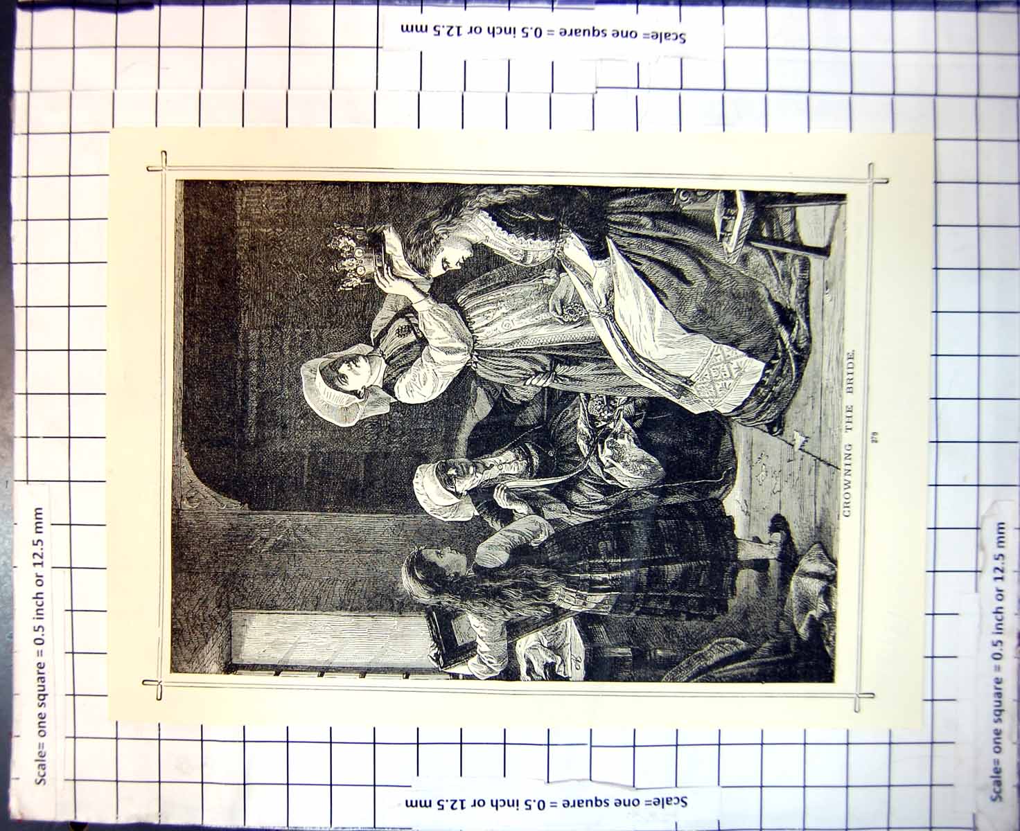 Old Antique Print Crowning The Bride Custom Norway Before Wedding 1888 19th