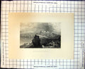 Original Old Antique Print Lisbon From Fort Almeida Across Sea Ships 1887 19th
