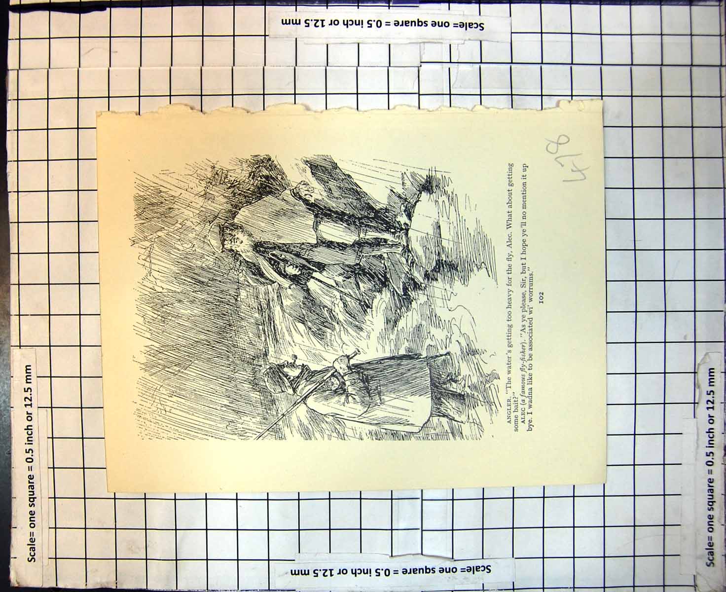 Old Comic Sketch Angler Alec Fly-Fisher Traveller Porter Waiting Train