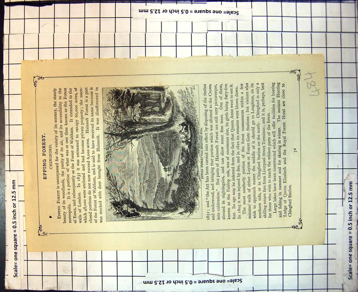 Old Antique Print Epping Forest From Gings Hill Harwich Town Bay Yacht
