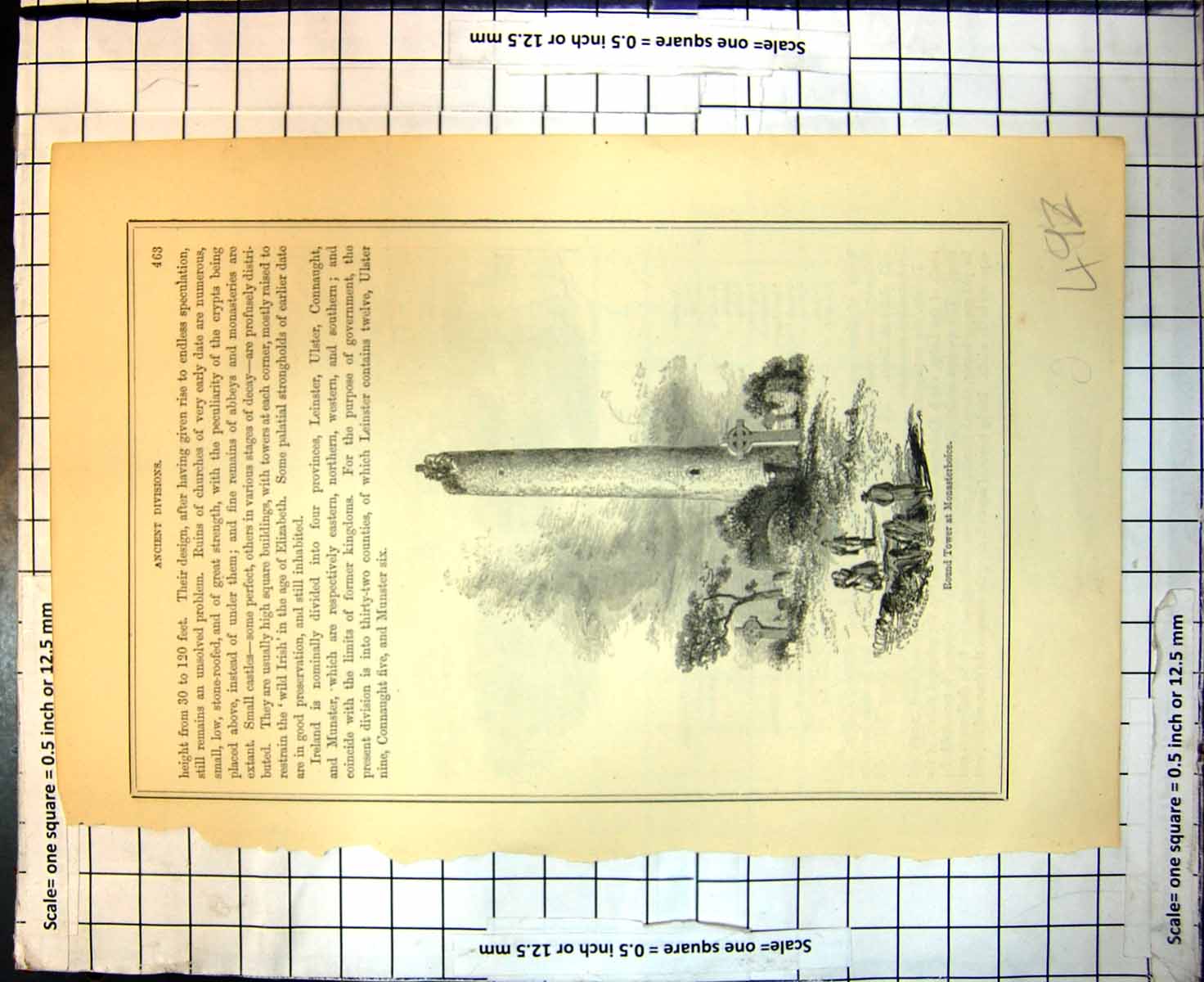 Antique Print Round Tower Graveyard Monasterboice Dublin From Phoenix Park