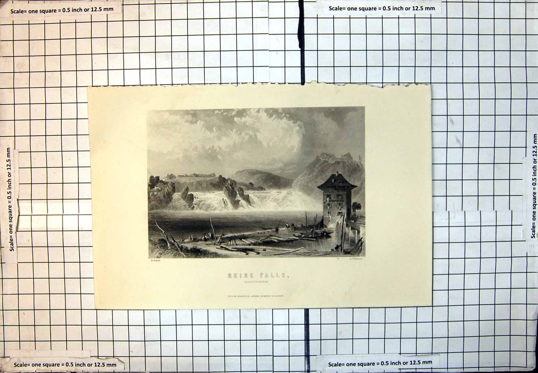 Old Rhine Falls Schaffhauser Waterfalls Rocks Buildings Fishermen 108J