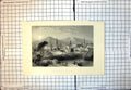Old Print Erzeroum Towers Dome Flag Mountains Trees J. Ramage Bushes 116J
