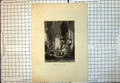 Old Print Church Polignac Worshippers Praying Archways Columns Chair 122J