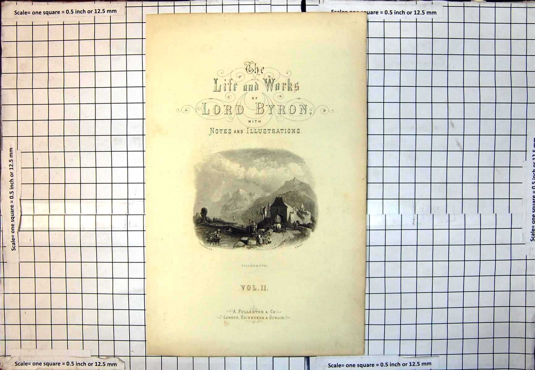 Old Villeneuve Frontispiece For Life Works Byron Bridge Arch Boat 129J